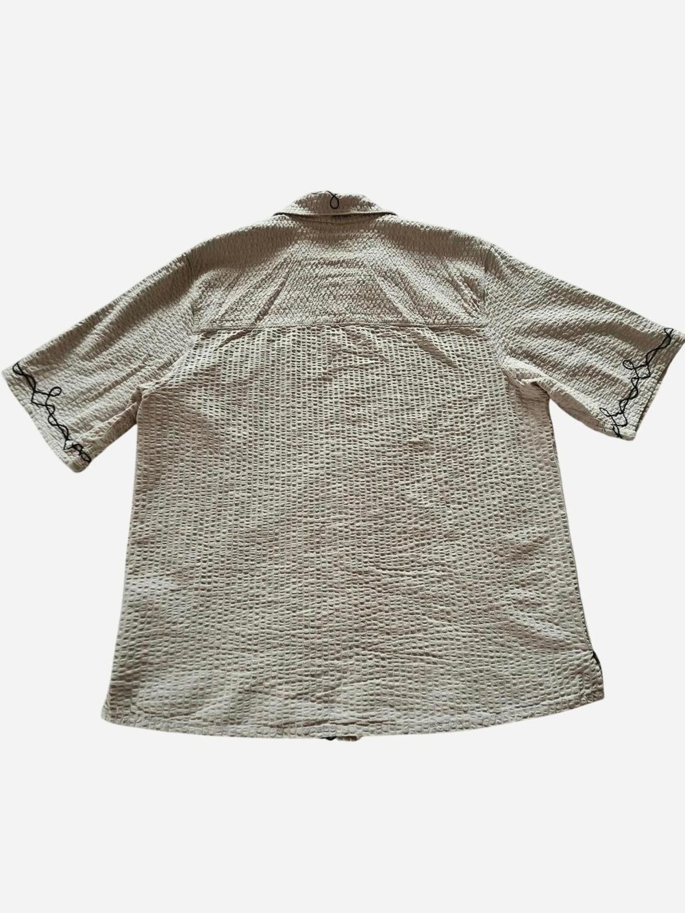 Scotch & Soda Oversize Embroidered Cotton Seersucker Button Up Shirt Size L - Picture 2 of 10
